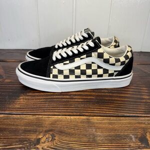 Vans Black and Cream Checkered Sneakers